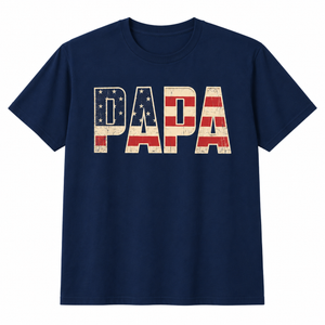Papa Bold Patriotic American Flag Fathers Day Papa T-Shirt (Navy, XXXL)