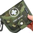 Small First Aid Kit, 100 Pieces Water-Resistant Well Organzied Pouch with Rotatable Buckle - Ideal for Outdoor, Travel, Biking, Camping, Hiking, Car (Green Camo)
