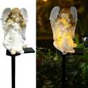 Solar Garden Angel Lights, Waterproof Outdoor Garden Angels Statue Decorations Solar Lights for Cemetery Gravesite Grave Outside Yard Patio Lawn Porch (Mother Angel)