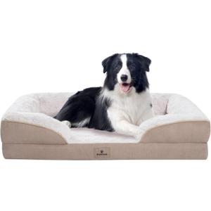 Orthopedic Dog Bed for Large Dogs - Big Washable Dog Sofa Beds Large, Supportive Foam Pet Couch Bed with Removable Washable Cover, Waterproof Lining and Nonskid Bottom (Large | 36 inch, Beige)
