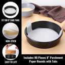 HIWARE 8-Inch Round Cake Pan Set of 3, Nonstick Baking Cake Pans with 90 Pieces Parchment Paper, Dishwasher Safe
