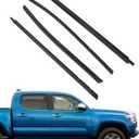 Window Trim Seal, Weather Strip Belt Set, Compatible with 2005-2015 Toyota Tacoma Double Cab, 68161-04050 68162-04050 68163-04020 68164-04020, Door Window Weather Stripping, Rubber Moulding (4PCS)