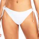 Zmart Women String Tie Side Bikini Bottoms Moderate Coverage Swimsuit Bottom Low Waist Low Rise Bathing Suit (X-Small, White)