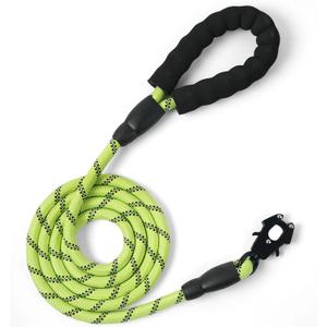 6FT Dog Leash Heavy Duty Rope Leashes Reflective Nylon Pet Lead with Metal Quick Release/Locking Tactical Frog Clip for Small Medium and Large Dogs Walking Training (Green)