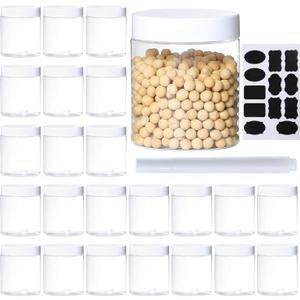24Pack 8oz Plastic Jar Storage Container with White Lids Airtight Clear Wide-mouth Slime Storage Jars for Cosmetic Cream Light Clay