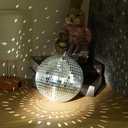 8inch Mirror Disco Ball - Hanging Disco Ball for Party Decorations, DJ Clubs, Weddings, Bars, Holiday Events, and Stage Decor with 15pcs Replacement Mirrors