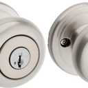 Kwikset Juno Entry Door Knob with Lock and Key, Secure Keyed Handle Exterior, Front Entrance and Bedroom, Satin Nickel, Pick Resistant SmartKey Rekey Security and Microban, 2 (Pack of 1)