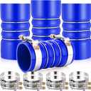 4 Pack 3"x 6" Silicone Charge Air Cooler Hump Hose with T-bolt Spring Loaded Clamps Semi Truck Hose Set Heavy Duty Turbo, Air Intake and Intercooler Kit(Blue,3"x 6")