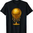 Dripping Gold Drip Volleyball Game Day Player Coach Baller T-Shirt, Black, XS