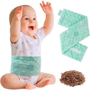 Colic and Gas Relief for Newborns and Infants, Flaxseed Heated Tummy Wrap, Baby Swaddling Belt with Soothing Warmth, Natural Relief for Upset Stomach in Babies and Toddlers, 0-3 Years (Green)