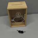 Clear Piggy Bank with Lock, Large Money Saving Jar Money Bank Box Container for Cash Saving, Openable Clear Money Coin Change Bank Jar Container Penny Piggy Jar Bank for Adults Kids, Bamboo