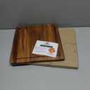 Acacia Wood Steak Plates Set of 2, 12 Inch Square Wooden Plates with Juice Groove, Solid Single Piece Wood, Cutting and Serving Board for Steak, Heavy Duty Dinner Plates