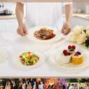 YOUBET 100PCS Ivory Scalloped Plastic Plates - Heavy Duty Disposable Fancy Hard Plates Include 50 Dinner Plate, 50 Dessert Plate, for Wedding & Party