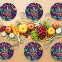 CC HOME Mardi Gras Birthday Paper Plates Napkins Purple Mask Disposable Tableware Set Party Supplies Carnival Theme Dinnerware Serves 24 Guests for Audlts Kids Girls Baby Shower Birthday 88PCS