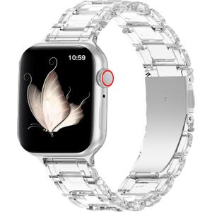 V.R.HOPE Resin Watch Band Compatible with Apple Watch Band for Women 42mm 44mm 45mm 46mm49mm Fashion Lightweight Bracelet Strap for iWatch Series Ultra3/11/10/9/8/7/6/5/4/3/2/1/SE3 (Clear)