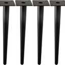 Straight Furniture Table Legs 28 Inch, Round Tapered Metal Furniture Legs Black, Modern Dresser Cabinet Sofa Support Feet Replacement, Set of 4
