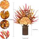 2 x Artificial Fall Flowers with Metal Pot, Orange Silk Fall Leaves Stems with Hydrangea Berry Branches & Eucalyptus for Autumn Thanksgiving Table Centerpiece Decor (Red and Orange)