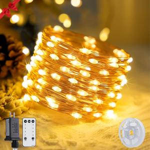 JMEXSUSS 400 LED Fairy Lights Plug in, 132 ft 8 Modes Remote Control Twinkle String Lights with Wheel, Warm White Christmas Lights Indoor Outdoor Waterproof for Bedroom Christmas Decor