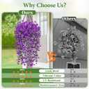 Artificial Flowers for Outdoors, Fake Hanging Flowers for Decoration, UV Resistant Artificial Outdoor Plants, 2 Pcs Artificial Petunias for Outdoors Garden Patio Porch Yard Decoration, Purple