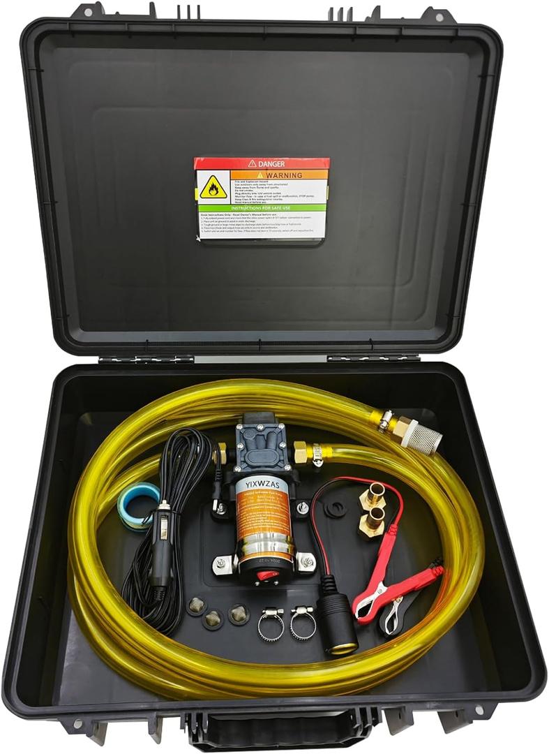 12V 75W Fuel Transfer Pump Kit, 120GPH High Flow Portable Gas Transfer Pump with Case, Electric Gasoline Siphon Pump for Vehicle, Boat, Farm Equipment, Diesel, Kerosene, Black