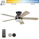 WAC Smart Fans Odyssey Indoor and Outdoor 5-Blade Flush Mount Smart Home Ceiling Fan 52in  with 3000K LED Light Kit and Remote Control works with Alexa and iOS or Android App (52in Blade Span)