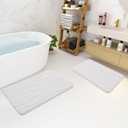 Buganda Memory Foam Bathroom Rug Mat 44x24, Extra Soft and Absorbent Bath Mats, Non-Slip and Machine Washable Bath Rugs for Bathroom Floor,Tub and Shower, Ivory