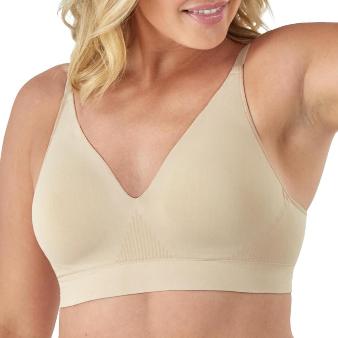 Bali Women's Wireless Bra, Comfort Revolution Modern Seamless Bra, Flex-to-fit Wirefree Bra (Large, Taupe)