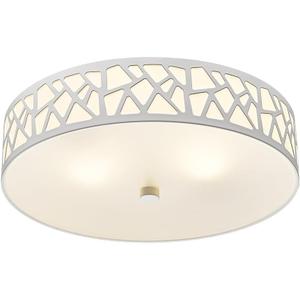 2-Light Flush Mount Ceiling Light, 12 inch Modern Ceiling Light Fixture with White Metal and Frosted Glass Shade for Hallway, Kitchen, Bedroom