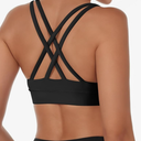 Buauty Sports Bras for Women, High Support Racerback Bras for Large Bust, High Impact Strappy Yoga Workout Gym Bra, Black, L