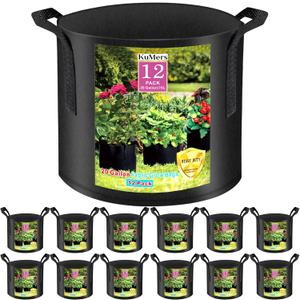 12 Pack Grow Bags 20 Gallon, 300G Heavy Duty Thickened Non-Woven Plant Bag Plant Fabric Pots with Handles Planting Bags, Pot for Plants