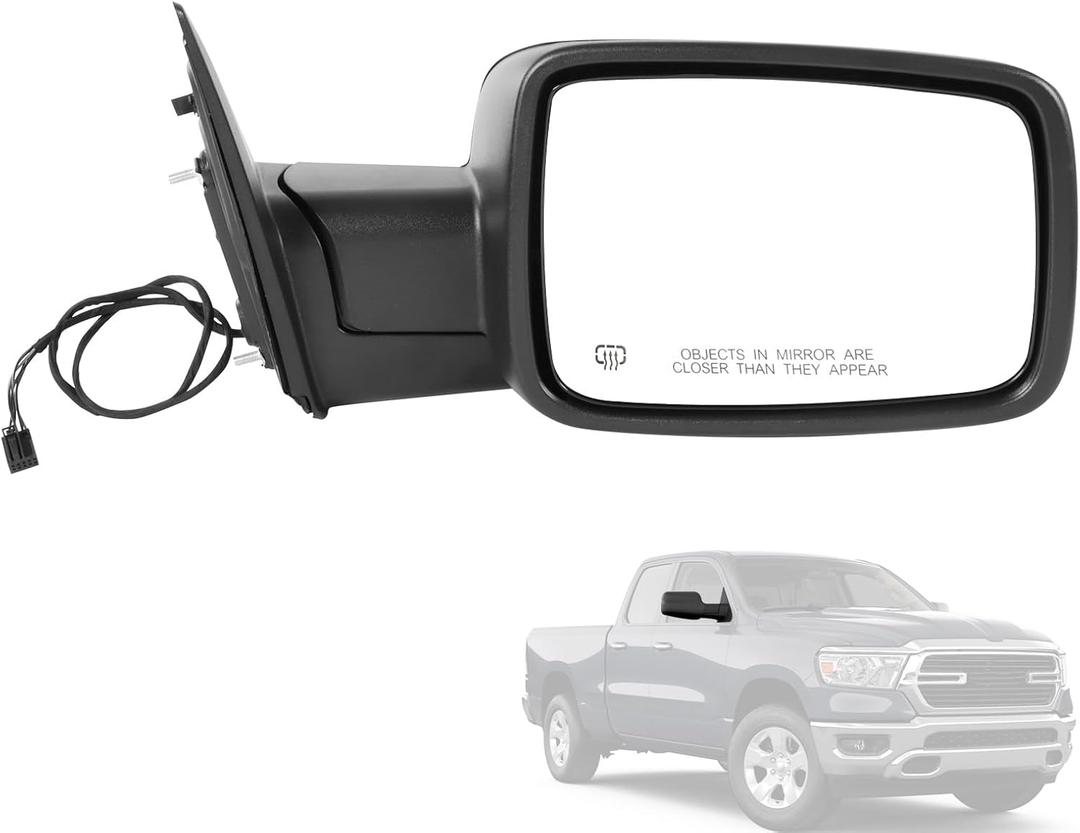 Door Mirror Right Passenger Side Replacement For Ram 1500 2014-2018 Ram 2500 2013-2018, Replace 68147862AQ, Black 5PINS