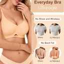 Bras for Women No Underwire - Womens Seamless Bralette Push Up Comfortable Full Coverage Padded Sleep Everyday Bra (Beige, XXL)