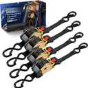 ANLULOAD Retractable Ratchet Strap,1In*9.84Ft S Hook Retractable Tie Down Strap for Motorcycles, Boats,Atvs,Utvs. BS:1763lbs