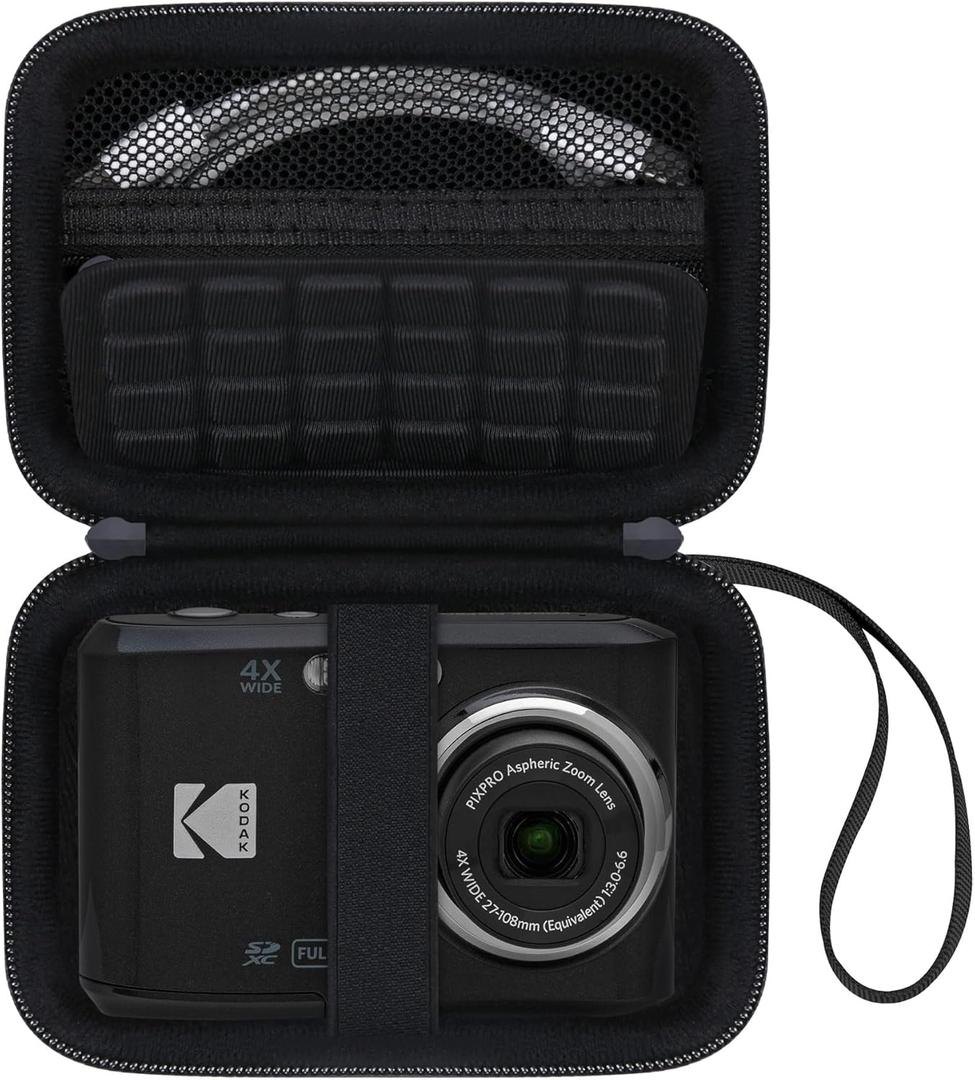 Canboc Carrying Case for Kodak PIXPRO FZ55/ FZ45 16MP Digital Camera, FZ45 Video Vlogging Camera Bag, Mesh Pocket fit Cable, SD Card, Black (Case Only)