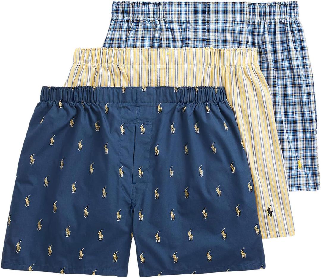 POLO RALPH LAUREN mens Classic Fit Cotton Woven Boxers 3-pack (L)
