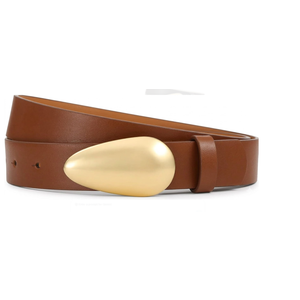 Brown Belt with Gold Buckle Trendy Leather Belt for Dresses Jeans Fashion Casual Belts For Women