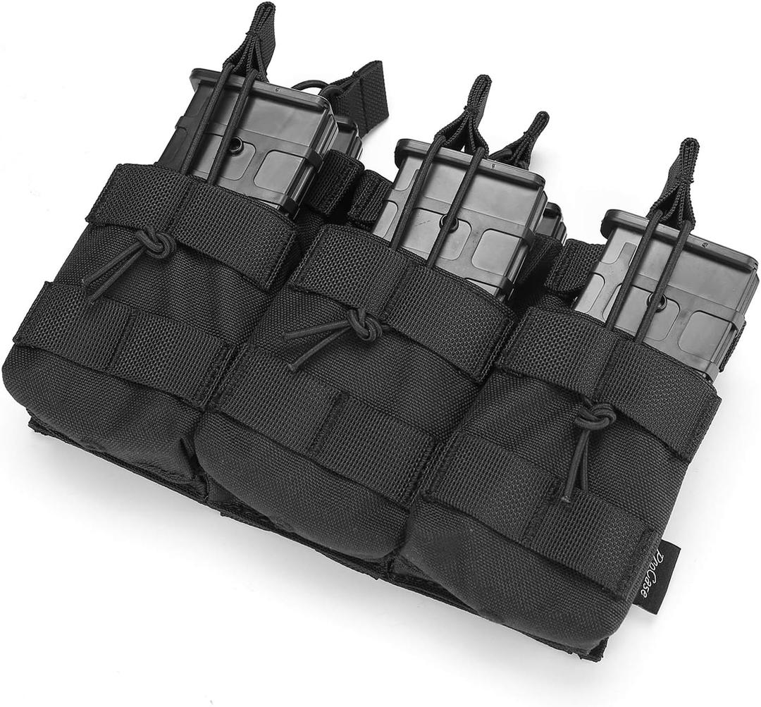 ProCase 6 Pouch Magazine Holder for Rifle, Open-Top Triple Tactical Stacker Mag Pouch (Black)
