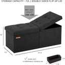 HAUSFRAU 31.5 Inches Ottoman with Storage Bench, Folding Ottoman Bench Small Foot Rest Stool, Bedroom Bench with Flipping Lid, Linen Dark Gray