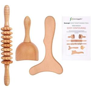 Komogir 3-in-1 Wood Therapy Massage Tools Lymphatic Drainage Massager Wooden Massager for Maderoterapia,Anti-Cellulite, Body Sculpting & Contouring