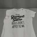 Youngest Sister Shirt Rules Don't Apply to Me Funny Sibling T-Shirt, M