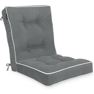 Favoyard Rocking Chair Cushion Set, Indoor & Outdoor Rocker Cushions, Water Resistant Seat Cushion Set for Patio Furniture 3-Year Color Fastness Chair Pads with Ties, Dark Gray