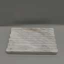 2PCS Koville Italian Natural Marble Soap Dish for Shower, Multi-Color Stone Soap Tray for Bathroom, Bar Soap Holder for Sink, Stripe Grooves Soap Saver Sponge Holder (White/Brown Random) (Palissandro Classico White)