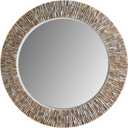 31.5inch Round Capiz Shell Mirror Handmade Circle Mosaic Pearl Wall Art for Corridor,Living Rooms,Bedrooms Wall Decor Framed Wall Mirror