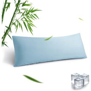 Body Pillowcase, Cooling Viscose from Bamboo Pillow Cover with Zipper Closure, Soft Moisture-Wicking for Hot Sleepers, Hair and Skin-Friendly, Aqua Blue, 1 Pack