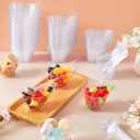 100 Pack Clear Plastic Dessert Cups with Tasting Spoons, Appetizer Cups Yogurt Parfait Bowls with Spoons for Party Supplies Catering Chocolate Desserts Buffet Food Display (7 oz)