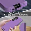 for Samsung Galaxy S24 Case, with Screen Protector, Port Protection, Full-Body Non-Slip Silicone Rubber Covered, 3-Layer Combo Drop-Proof Cover Phone Case for S24 5G(2024), Black/Purple