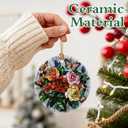 2 x Butterfly & Rose Ornament | Christmas Ornaments, Christmas Decorations, Hanging Ornaments for Tree, Holiday Decor Gifts | Gifts for Flower Lover, Women, Friend, Neighbor | Gift Exchange Ideas