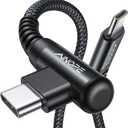 AINOPE USB C Cable 60W 2-Pack 6.6ft Nylon Braided USB C to USB C Cable Type C Charger Fast Charging Right Angle USBC Cable Charger Cord for iPhone 16 Pro Max 15 Plus Samsung S24 S23 iPad Pro Black