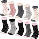 10 Pairs Womens Cotton Socks Soft Ladies Multiple Colors Patterned Original Design Gifts Socks for Womens Girls (Mixed Color 6)