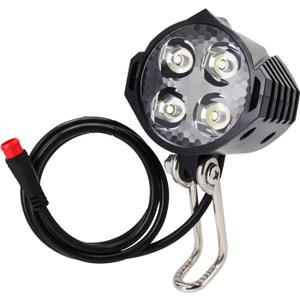 Ebike Headlight 48V 36V, 12V-60V Compatible, 2 Pin Waterproof Connector Electric Bike Front Light
